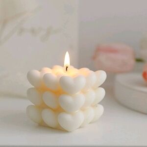 White Heart Cube Candle